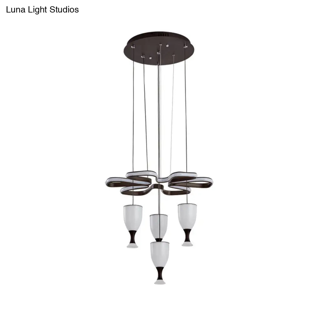 Modern Led Multi-Light Pendant With 4-Cup Coffee & Twist Ceiling Fixture