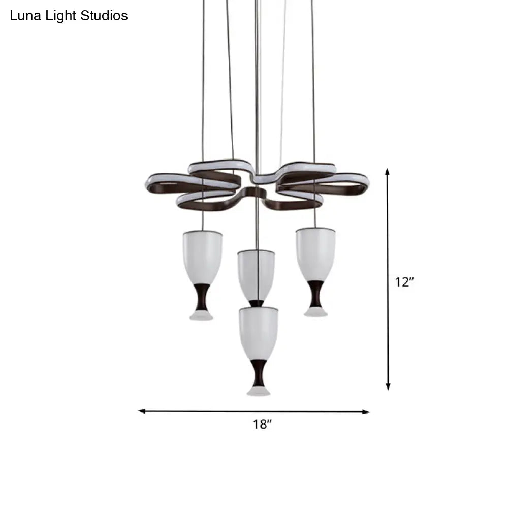 Modern Led Pendant Light With 4-Cup Coffee And Twist Design