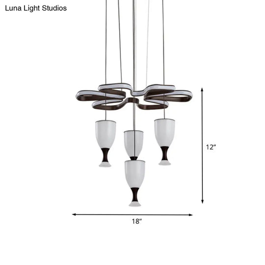 Modern Led Pendant Light With 4-Cup Coffee And Twist Design