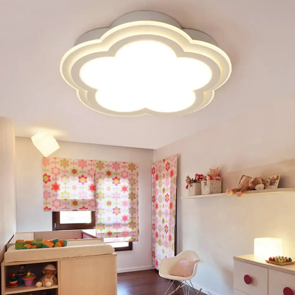 Modern Led Nursing Room Ceiling Light - White Acrylic Flush Lamp / 16’