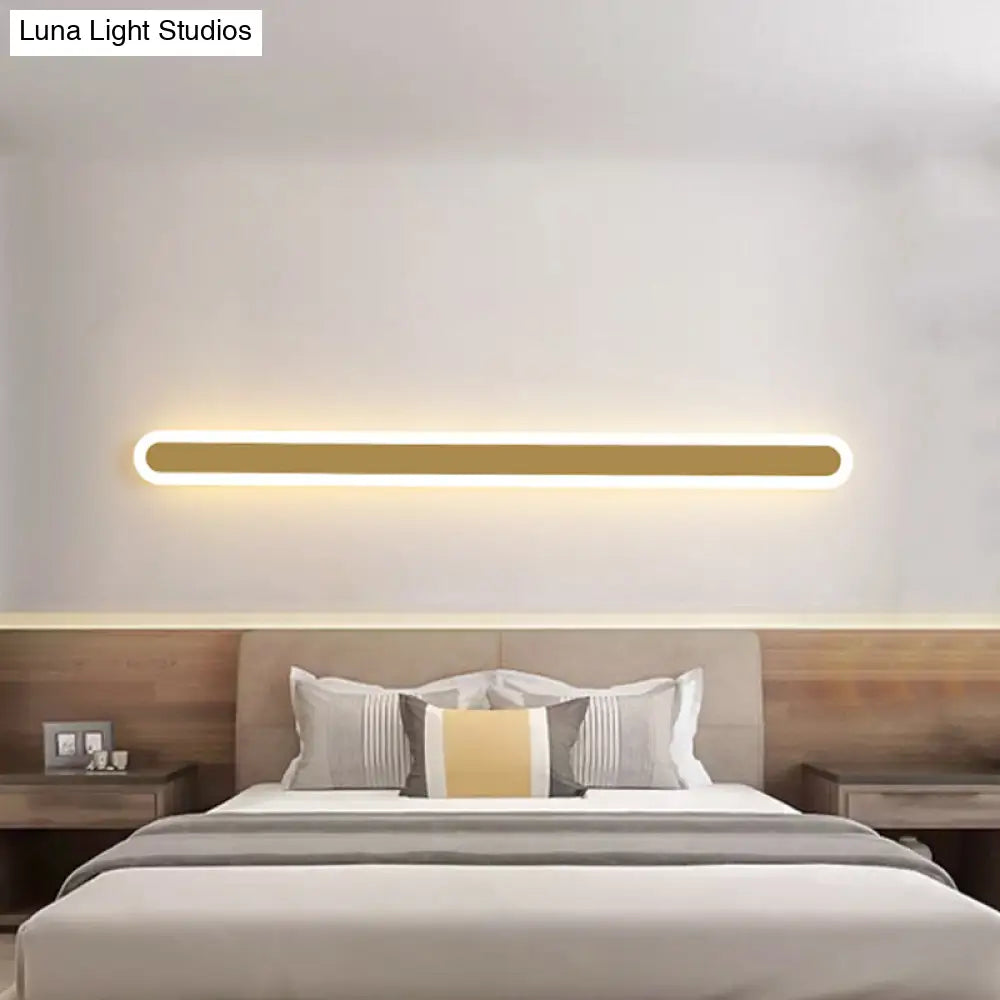 Modern Led Oblong Bedroom Wall Sconce Light - Acrylic Minimalist Design Warm/White 12/16/23.5 Sizes