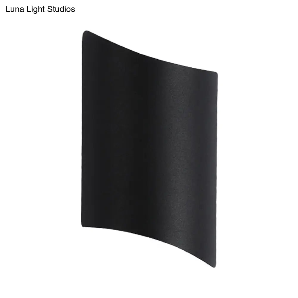 Modern Led Outdoor Wall Sconce With Geometric Metal Shade In Warm/White Light - Black Fixture