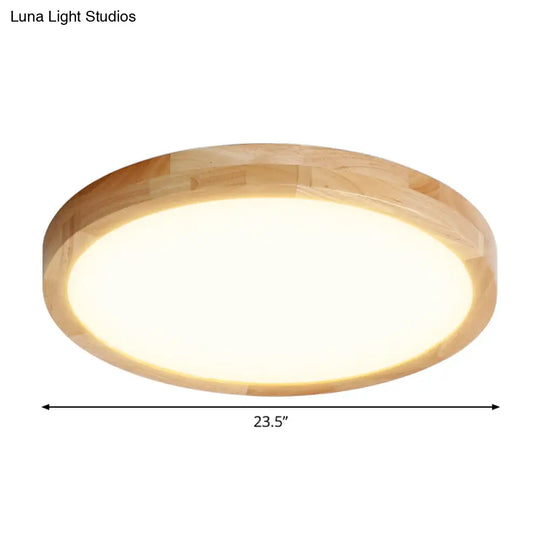 Modern Led Parlor Ceiling Lamp With Wood Circle Shade - Available In 3 Sizes