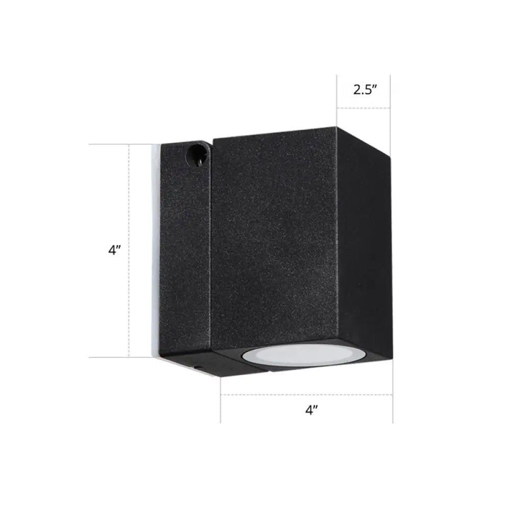 Modern Led Patio Wall Sconce: Rectangular Mini Metal Light Fixture In Black