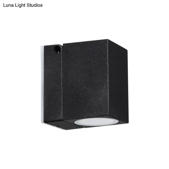 Modern Led Patio Wall Sconce: Rectangular Mini Metal Light Fixture In Black