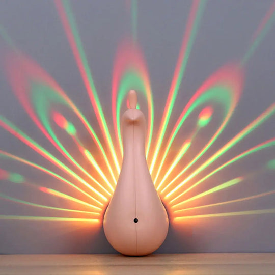 Modern Led Peacock Wall Sconce In Pink/Green/White - Multi-Colored Plastic Lighting Pink