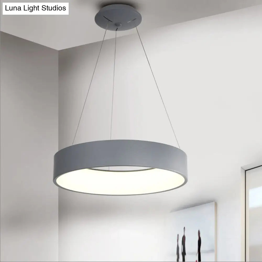 Minimalistic Led Pendant Chandelier With Acrylic Shade - Grey/White Circle Design 18/23.5 W Grey /