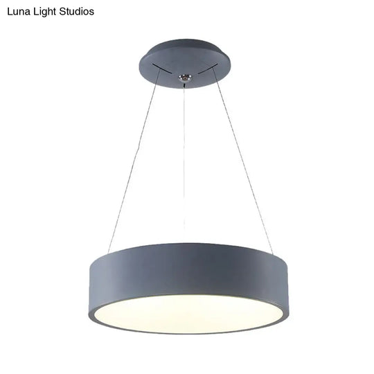 Modern Led Pendant Chandelier - Grey/White Circle Ceiling Light With Acrylic Shade 18’/23.5’ W