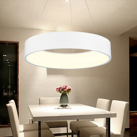 Modern Led Pendant Chandelier - Grey/White Circle Ceiling Light With Acrylic Shade 18’/23.5’ W