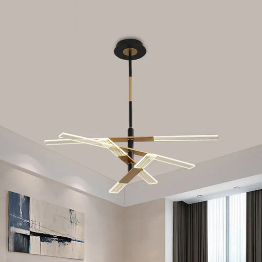 Modern Led Pendant Chandelier In Black-Gold Warm/White Light - 31.5’/35.5’ Wide / 31.5’ Warm