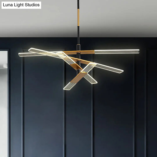 Modern Led Pendant Chandelier In Black-Gold Warm/White Light - 31.5’/35.5’ Wide