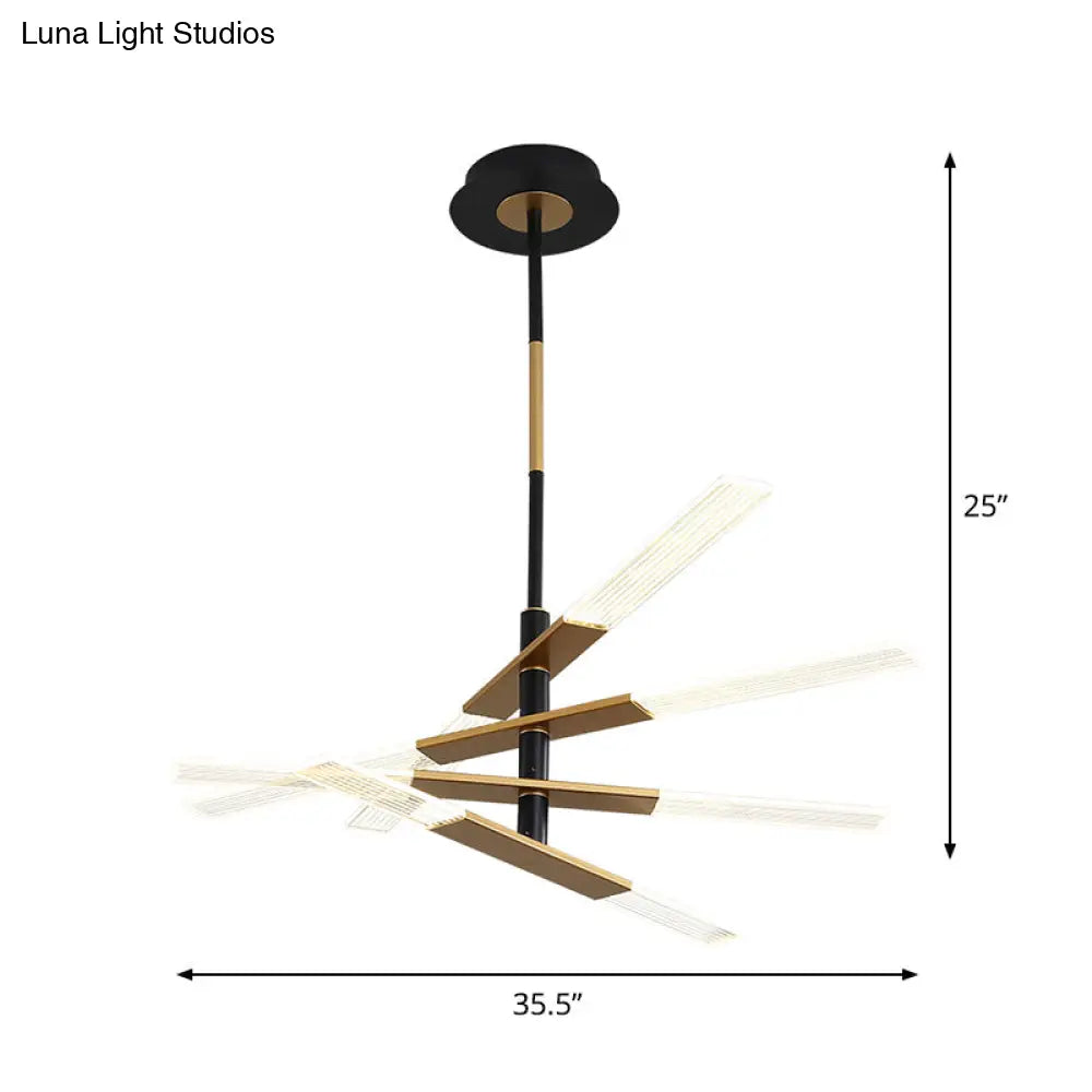 Modern Led Pendant Chandelier In Black-Gold Warm/White Light - 31.5’/35.5’ Wide