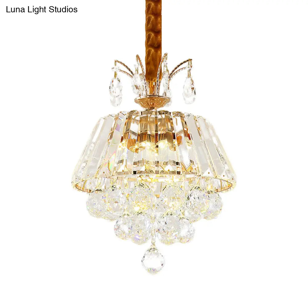 Modern Led Pendant Chandelier With Clear Crystal Shade - Elegant Dining Room Ceiling Light