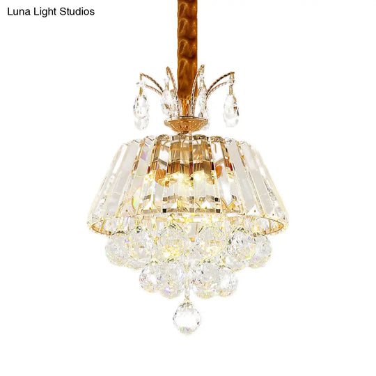 Modern Led Pendant Chandelier With Clear Crystal Shade - Elegant Dining Room Ceiling Light