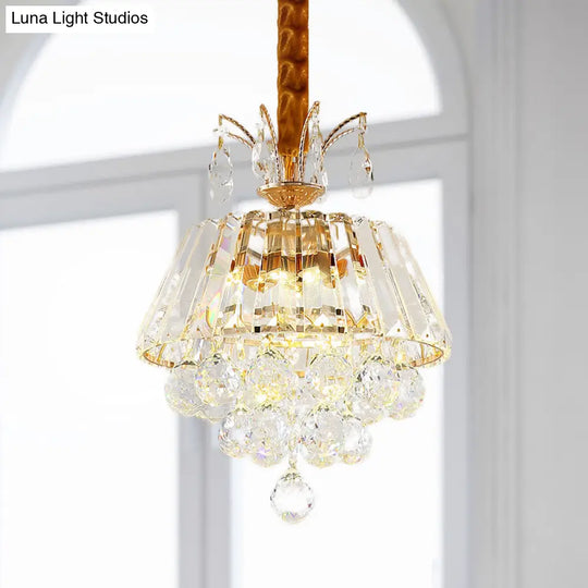 Modern Led Pendant Chandelier With Clear Crystal Shade - Elegant Dining Room Ceiling Light