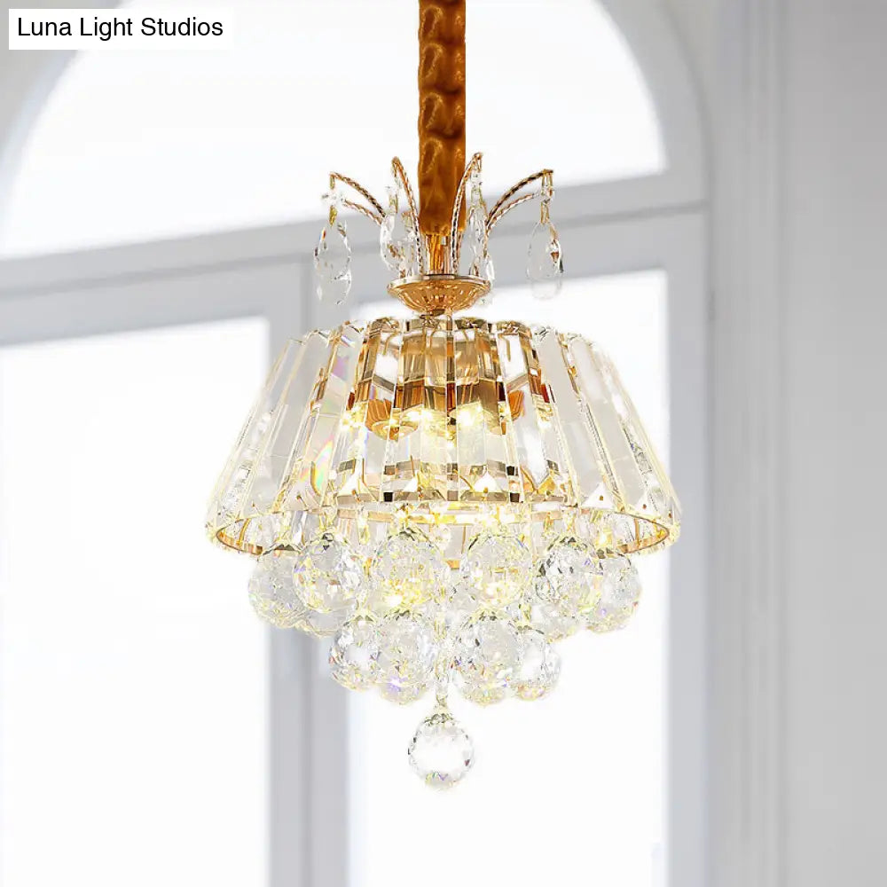 Led Crystal Chandelier Pendant Light For Dining Room - Elegant Tiered Conical Design Clear Shade