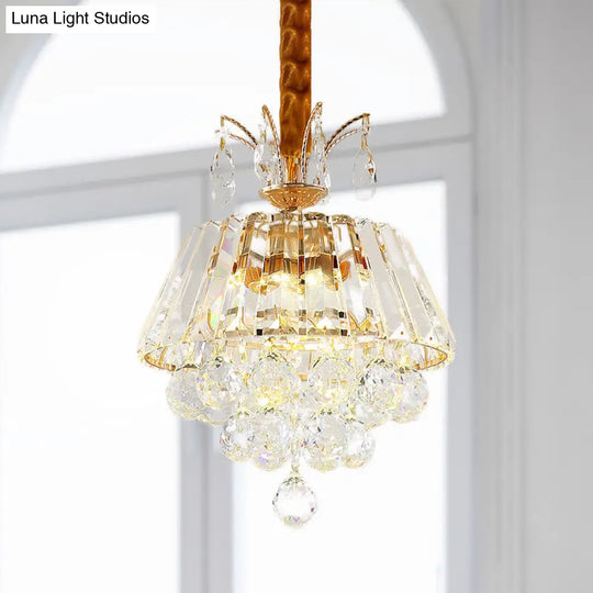 Led Crystal Chandelier Pendant Light For Dining Room - Elegant Tiered Conical Design Clear Shade