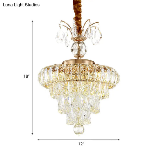 Modern Led Pendant Chandelier With Clear Crystal Shade - Elegant Dining Room Ceiling Light