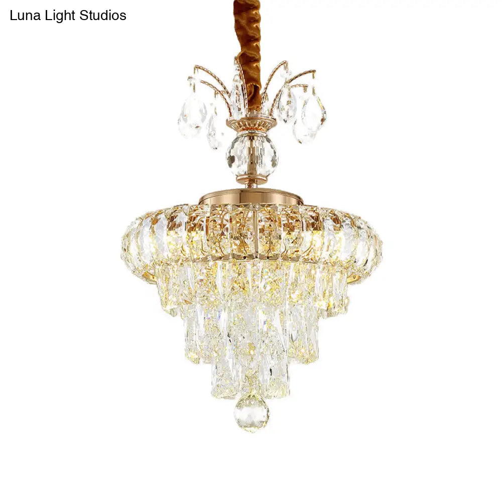 Modern Led Pendant Chandelier With Clear Crystal Shade - Elegant Dining Room Ceiling Light