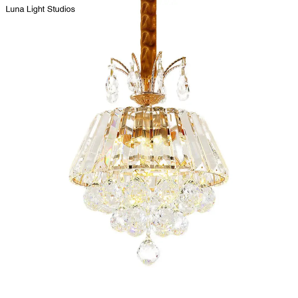 Led Crystal Chandelier Pendant Light For Dining Room - Elegant Tiered Conical Design Clear Shade