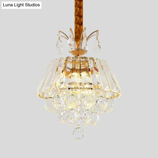 Led Crystal Chandelier Pendant Light For Dining Room - Elegant Tiered Conical Design Clear Shade