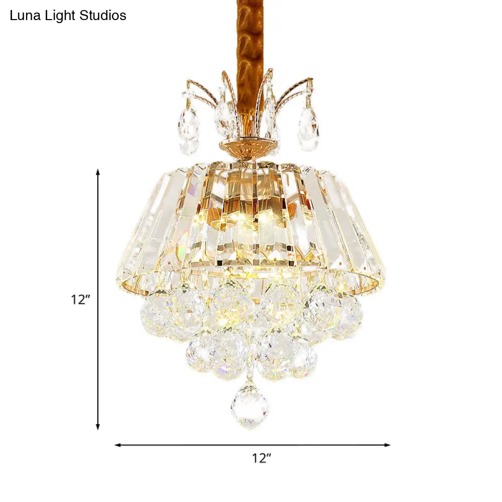 Modern Led Pendant Chandelier With Clear Crystal Shade - Elegant Dining Room Ceiling Light