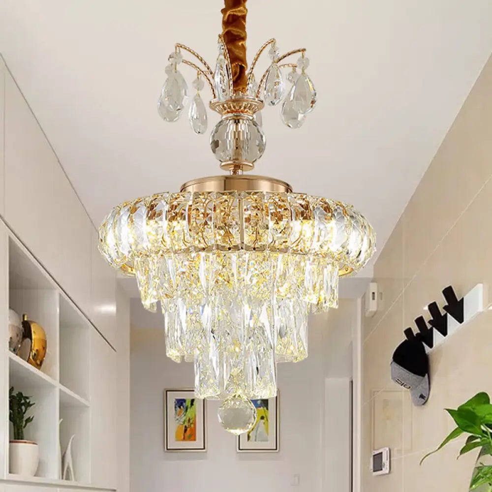 Modern Led Pendant Chandelier With Clear Crystal Shade - Elegant Dining Room Ceiling Light