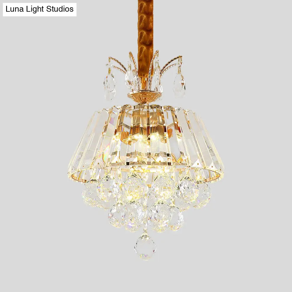 Modern Led Pendant Chandelier With Clear Crystal Shade - Elegant Dining Room Ceiling Light