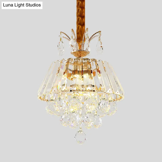 Modern Led Pendant Chandelier With Clear Crystal Shade - Elegant Dining Room Ceiling Light