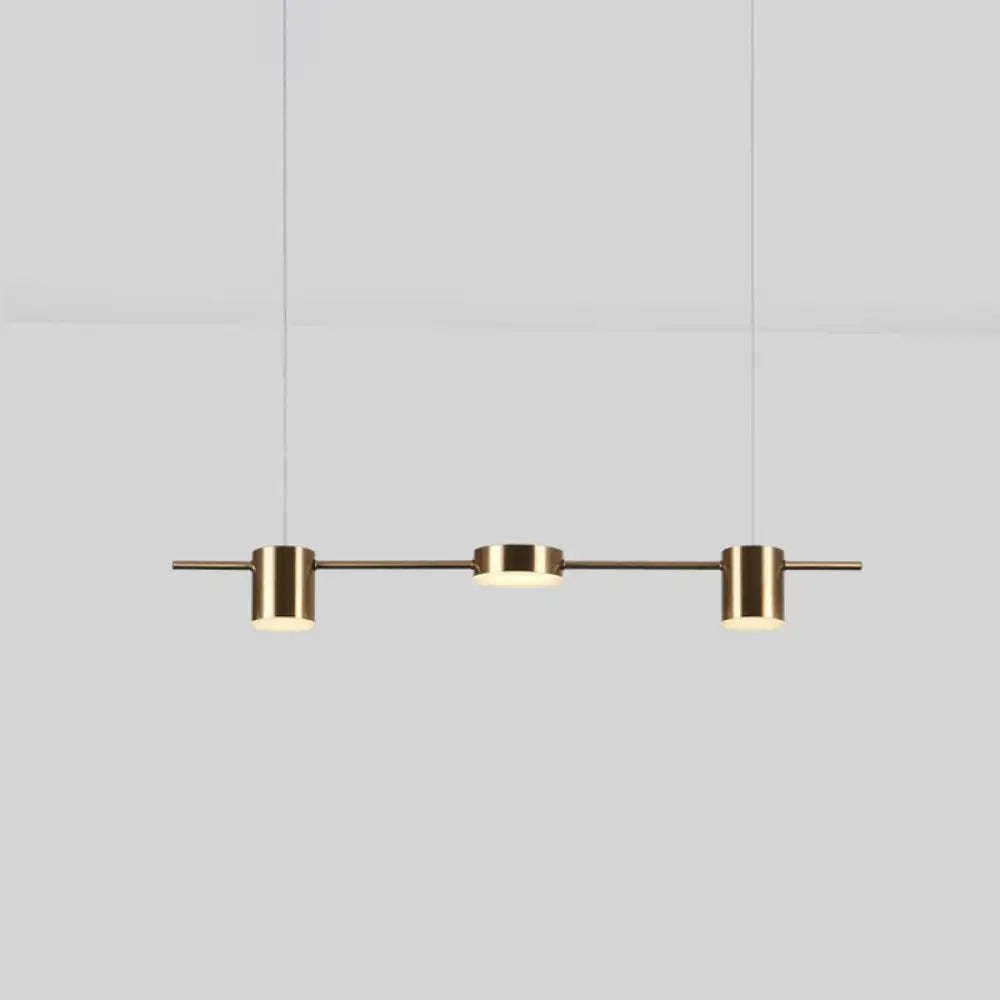 Modern Led Pendant Light For Dining Room - Linear Shaped Metallic Finish Island & Hanging 3 / Gold