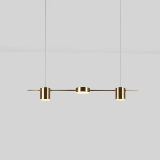 Modern Led Pendant Light For Dining Room - Linear Shaped Metallic Finish Island & Hanging 3 / Gold