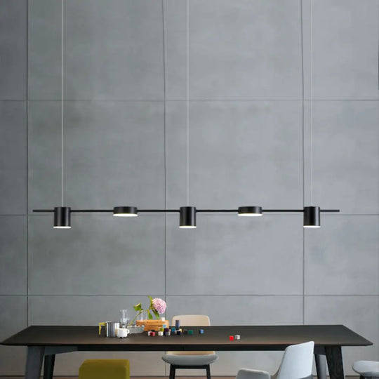 Modern Led Pendant Light For Dining Room - Linear Shaped Metallic Finish Island & Hanging 5 / Black