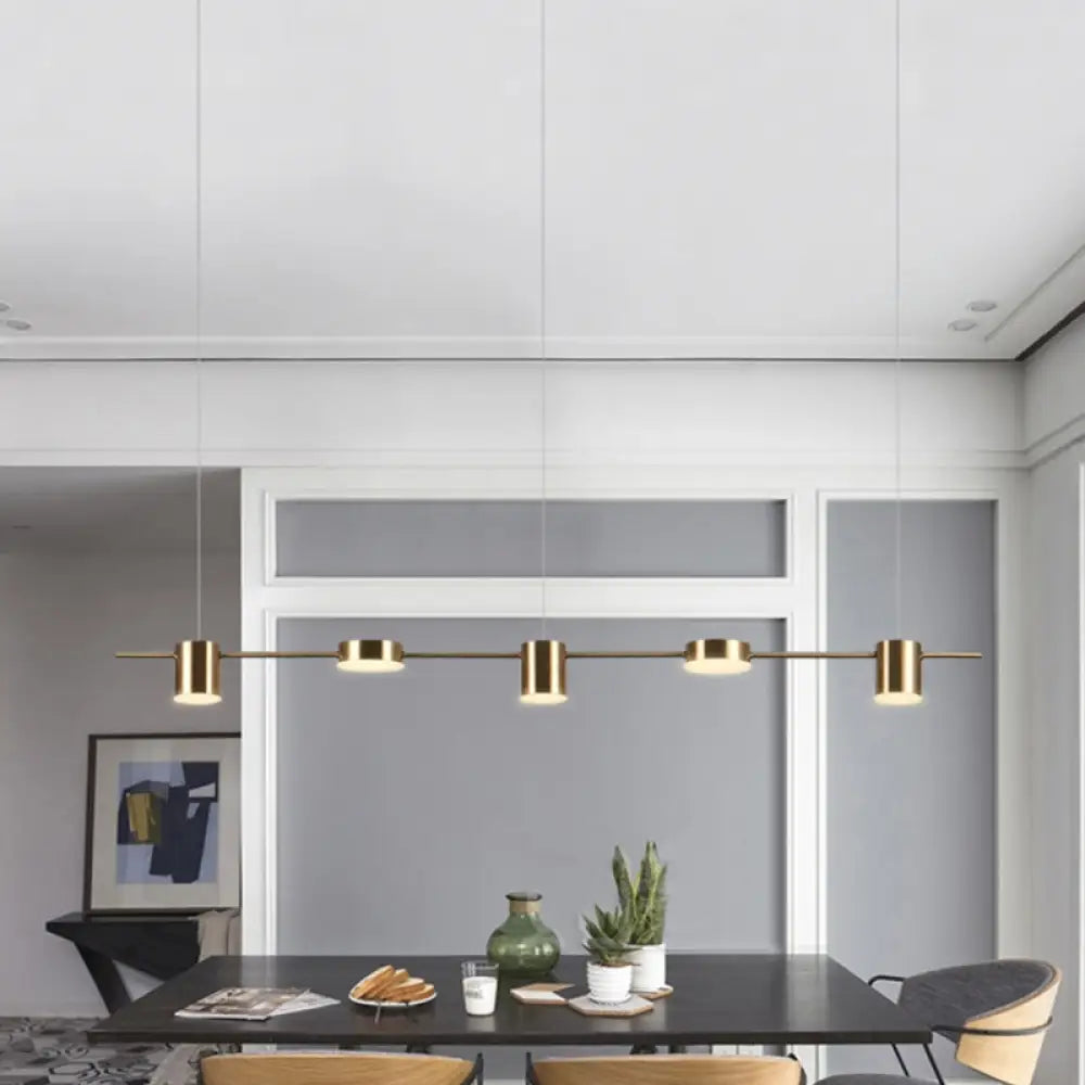 Modern Led Pendant Light For Dining Room - Linear Shaped Metallic Finish Island & Hanging 5 / Gold