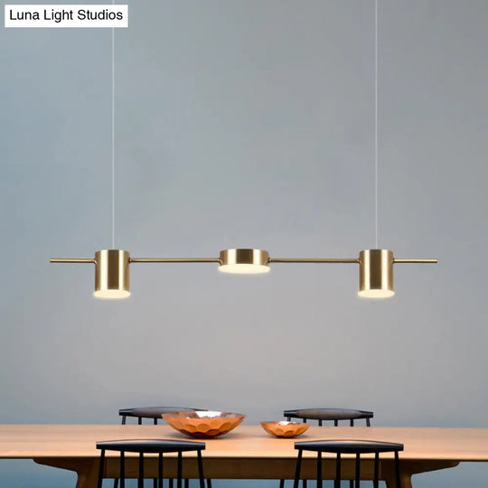 Modern Led Pendant Light For Dining Room - Linear Shaped Metallic Finish Island & Hanging