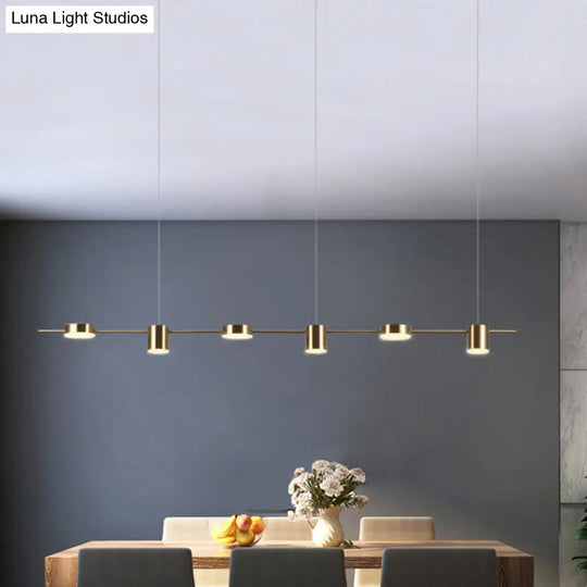 Modern Led Pendant Light For Dining Room - Linear Shaped Metallic Finish Island & Hanging