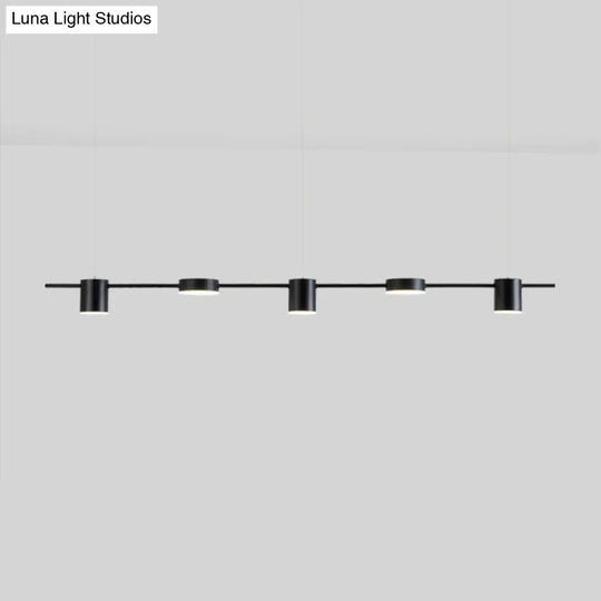 Modern Led Pendant Light For Dining Room - Linear Shaped Metallic Finish Island & Hanging