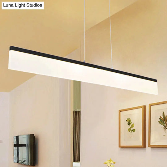 39/47 Led Office Pendant Light With Linear Acrylic Shade - Black/Gold Ceiling Lamp For Table