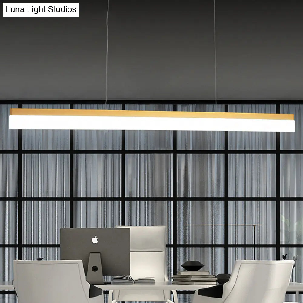 39/47 Led Office Pendant Light With Linear Acrylic Shade - Black/Gold Ceiling Lamp For Table