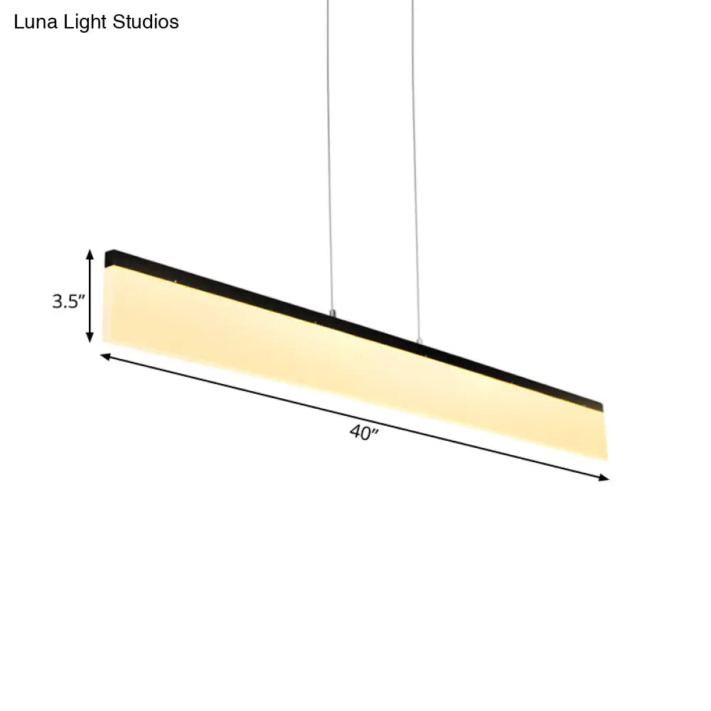 39/47 Led Office Pendant Light With Linear Acrylic Shade - Black/Gold Ceiling Lamp For Table