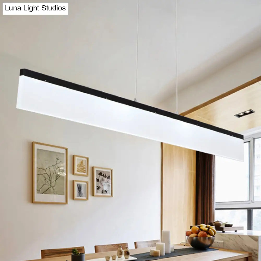 39/47 Led Office Pendant Light With Linear Acrylic Shade - Black/Gold Ceiling Lamp For Table