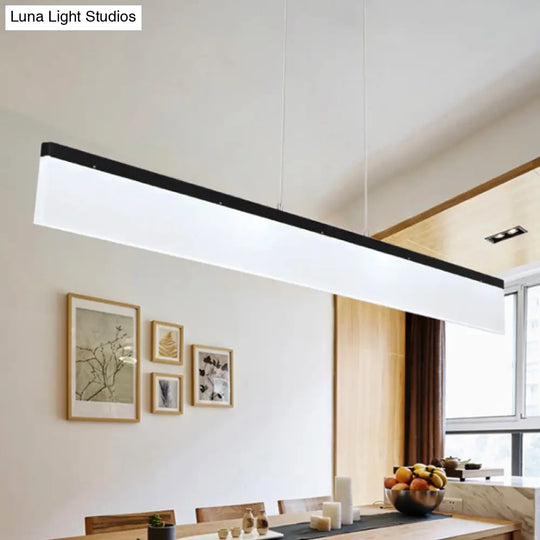 39/47 Led Office Pendant Light With Linear Acrylic Shade - Black/Gold Ceiling Lamp For Table