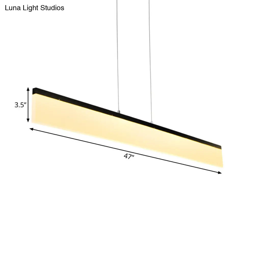 39/47 Led Office Pendant Light With Linear Acrylic Shade - Black/Gold Ceiling Lamp For Table