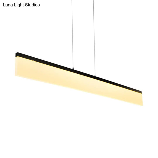 39/47 Led Office Pendant Light With Linear Acrylic Shade - Black/Gold Ceiling Lamp For Table