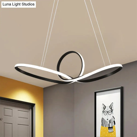 Modern Led Pendant Light - Minimalist Cycle Chandelier For Restaurant Warm/White Black/White