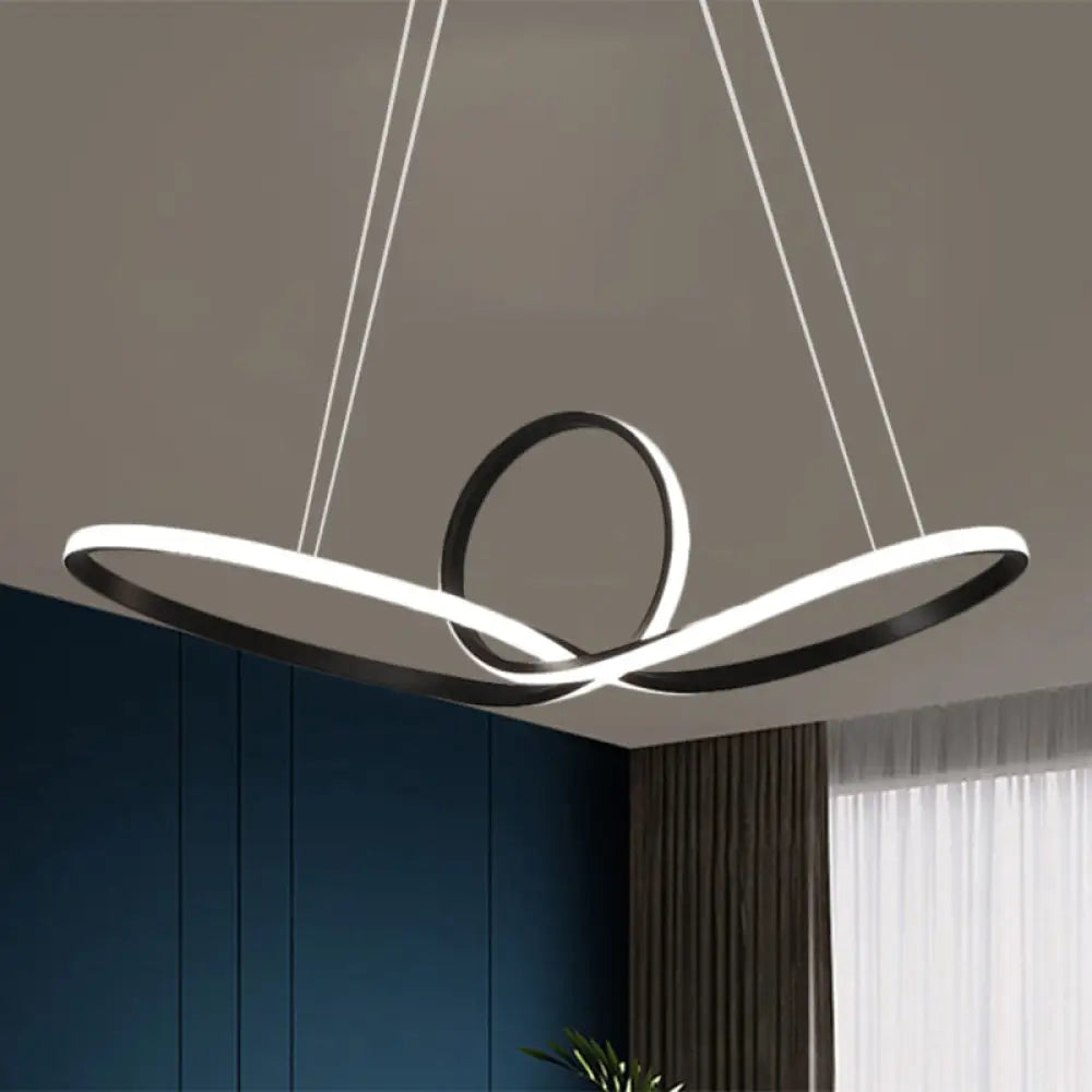 Modern Led Pendant Light - Minimalist Cycle Chandelier For Restaurant Warm/White Black/White Black