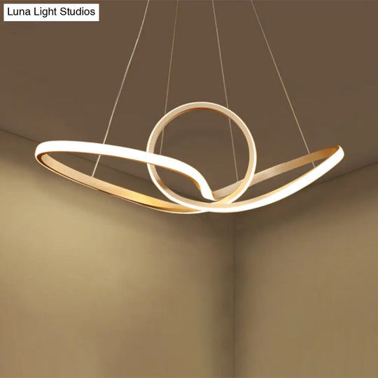 Modern Led Pendant Light - Minimalist Cycle Chandelier For Restaurant Warm/White Black/White