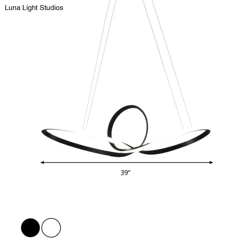 Modern Led Pendant Light - Minimalist Cycle Chandelier For Restaurant Warm/White Black/White