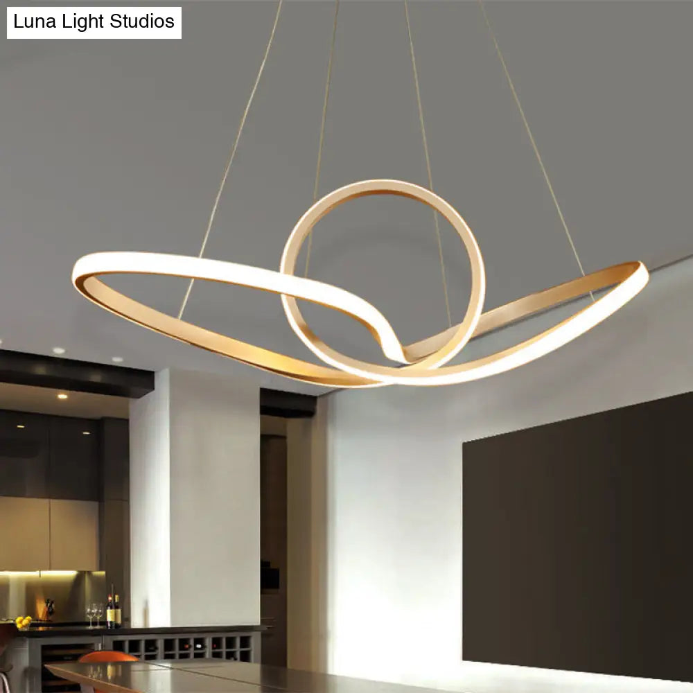 Modern Led Pendant Light - Minimalist Cycle Chandelier For Restaurant Warm/White Black/White