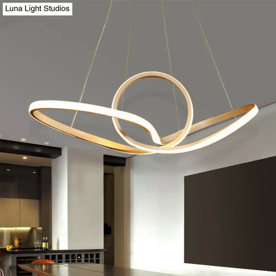 Modern Led Pendant Light - Minimalist Cycle Chandelier For Restaurant Warm/White Black/White