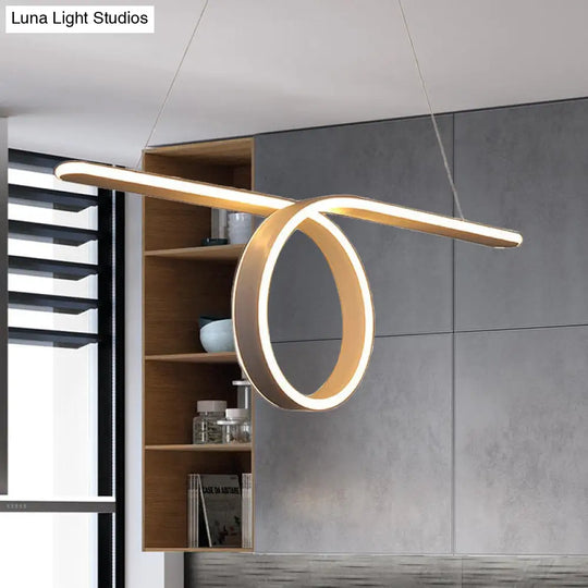 Modern Led Pendant Light With 1/2-Ring Acrylic Design - Ideal White Ceiling Lamp For Dining Room